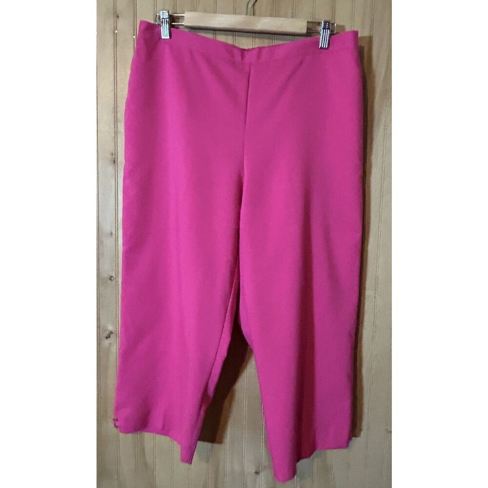 Alfred Dunner Women's 14 Capri Pants Pink Elastic Waist Pull-on Casual Straight